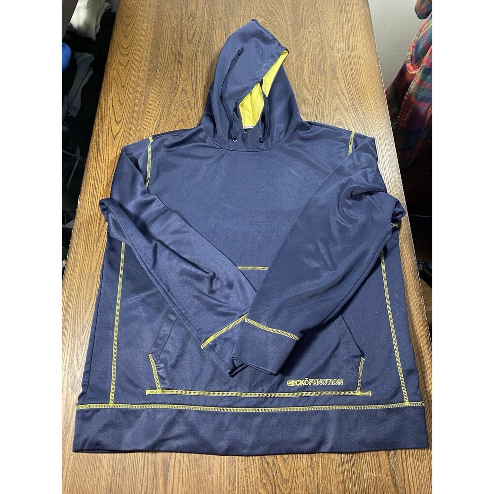 Marc Ecko Function Hoodie Size Large Navy Blue Pockets Mens Y2K 23pit2pit